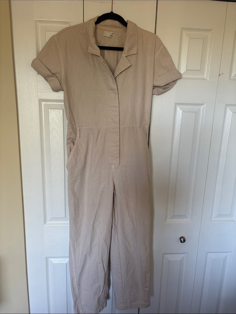 Wilfred Beige Short-Sleeve Utility Jumpsuit